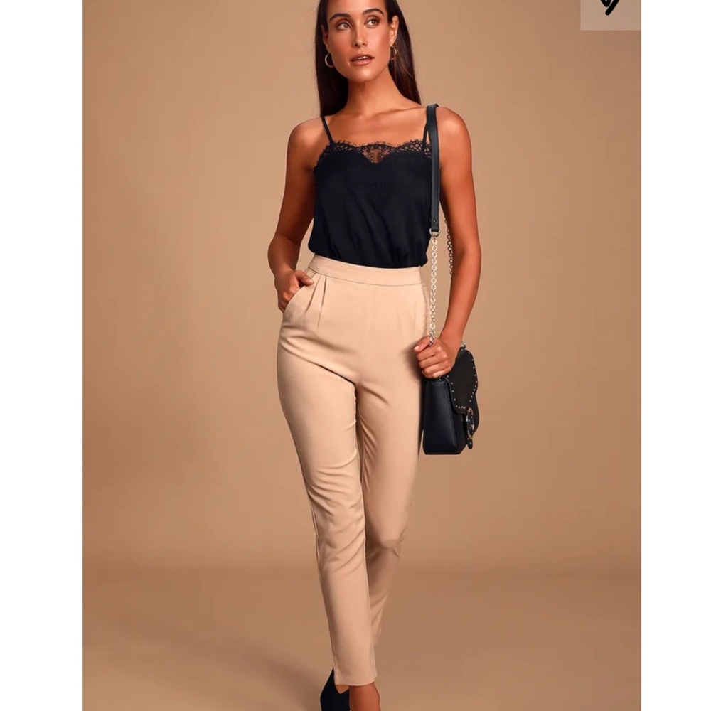 Lulu’s high waisted trouser tan pants